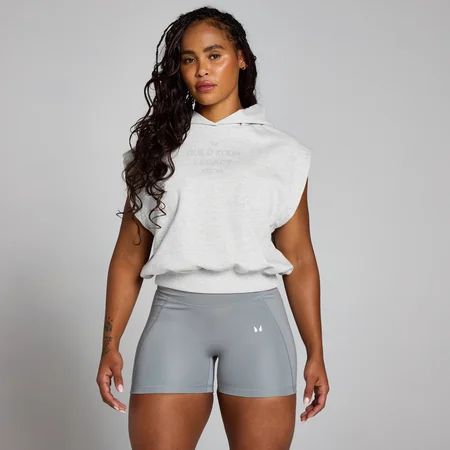 MP Women's Origin Cropped Sleeveless Hoodie – Grey Marl