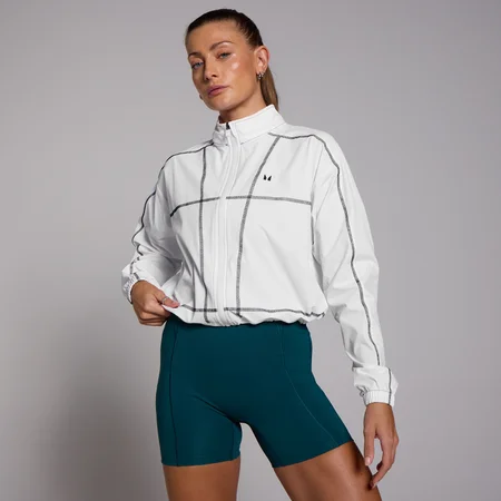 MP Women's Tempo Cropped Contrast Stitch Windbreaker – White