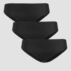 MP Women's Mid Rise No VPL Bikini Brief (3 Pack) - Black - Size XS