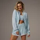 MP X Tatiana Contrast Track Zip Up Jacket – Light Aqua