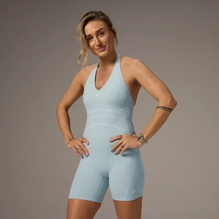 MP X Tatiana Contrast Halterneck Shorts All In One – Light Aqua