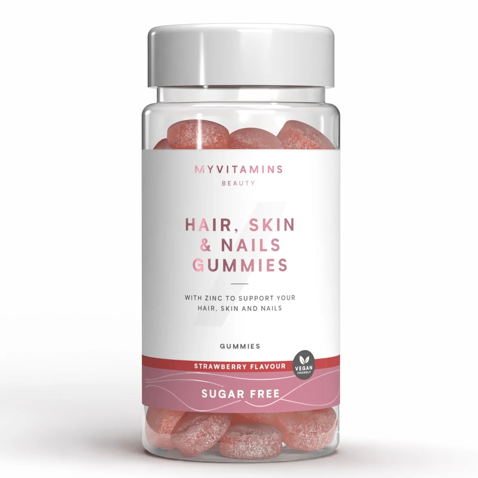 Sockerfria Hair, Skin, & Nails Gummies - 60gummies - Sugar Free Strawberry Bild 1