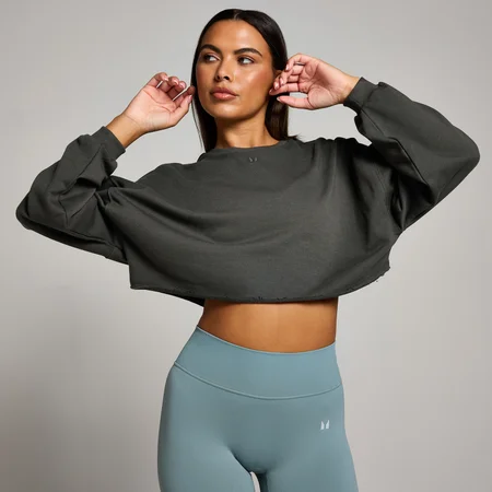 MP Women's Tempo Slouchy Cropped Long Sleeve Top – Mörkgrå