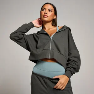 MP Women's Tempo Cropped Zip Through Hoodie – Mörkgrå - Size M