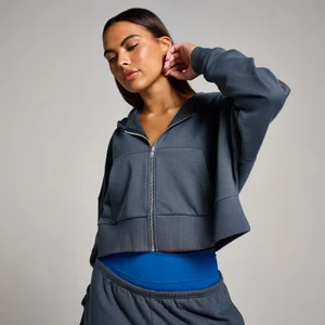 MP Women's Tempo Cropped Zip Through Hoodie – Grå - Size XS
