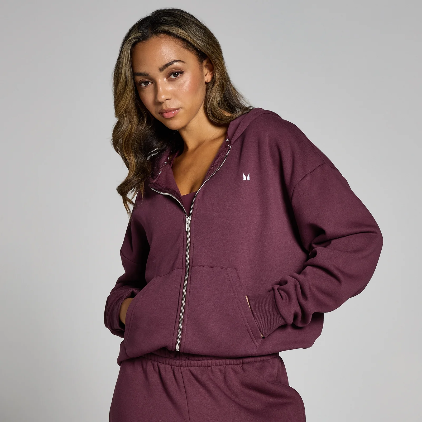 MP Women's Basics Zip Through Hoodie – Vinröd - S Bild 1