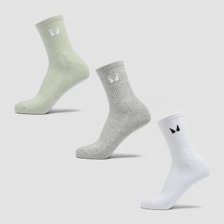 MP Unisex Crew Socks (3 Pack) – Grey/Matcha/White