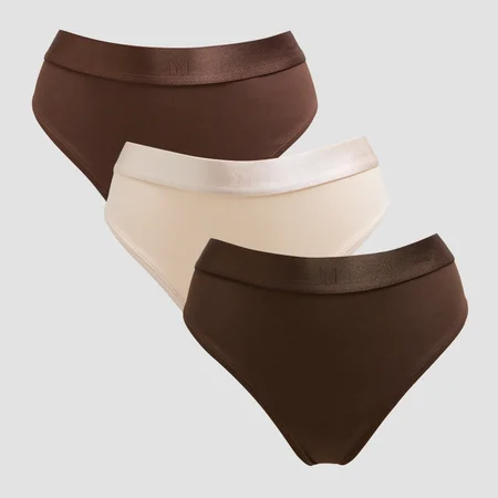 MP Women's Mid Rise Thong (3-pack) – Mörkbrun/Brun/Benvit