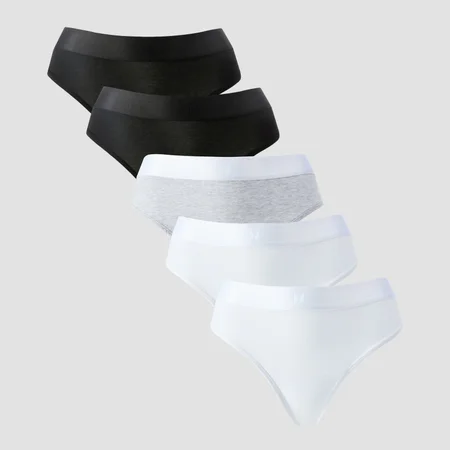 MP Women's Mid Rise Thong (5-pack) – Vit/Svart/Grå