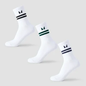 MP Stripe Retro Crew Sock (3-pack) – Black/Dark Emerald/Dark Saphire - Size UK 2-5