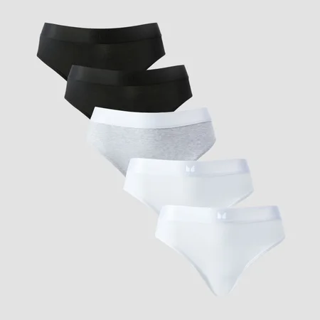 MP Women's Mid Rise Bikini Brief (5-pack) – Vit/Svart/Grå