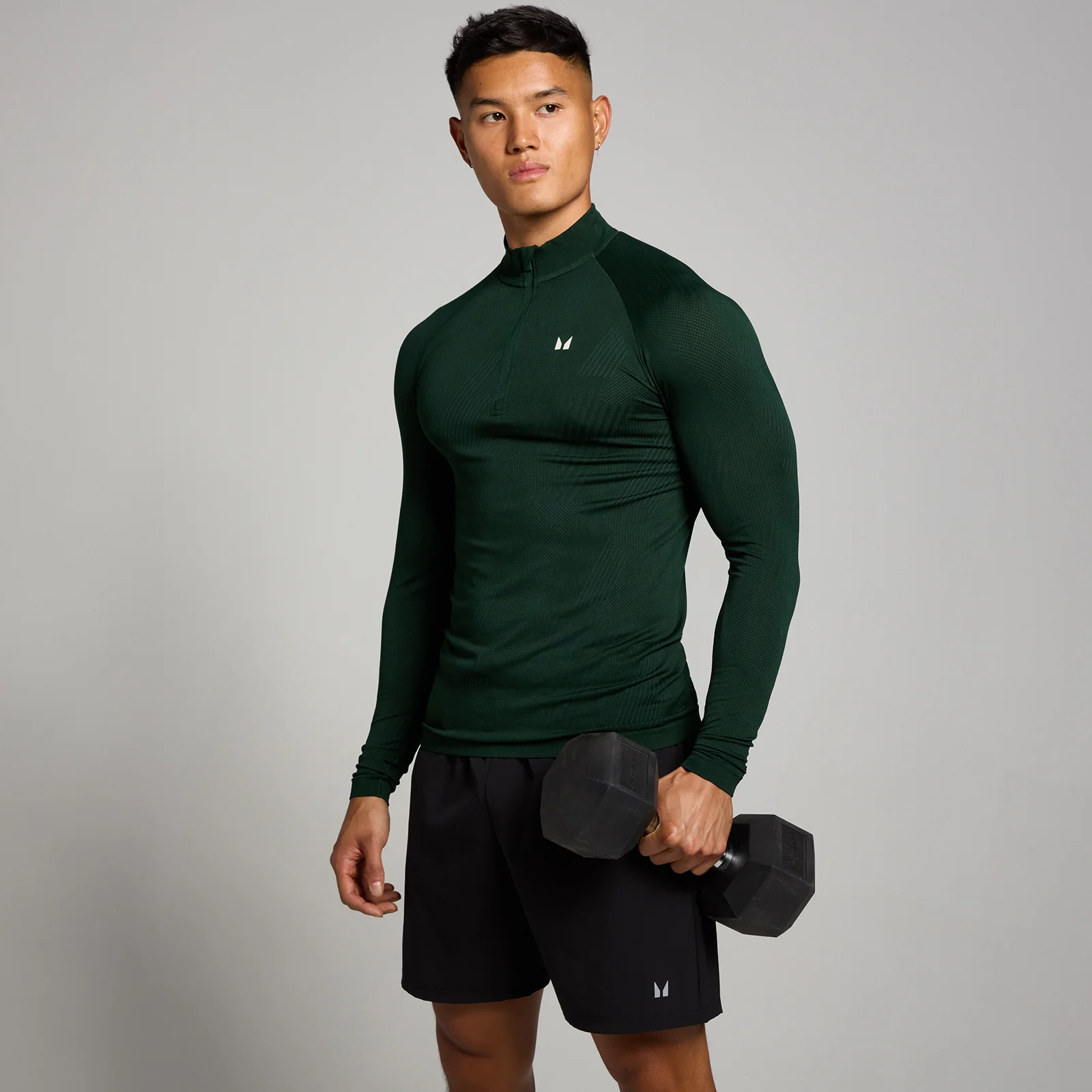 MP Men's Tempo Pillar Graphic Seamless 1/4 Zip – Dark Emerald - XS Bild 1