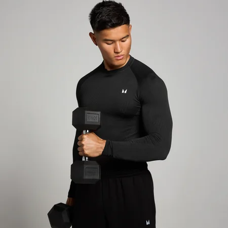 MP Men's Tempo Pillar Graphic Seamless Long Sleeve Top – Black
