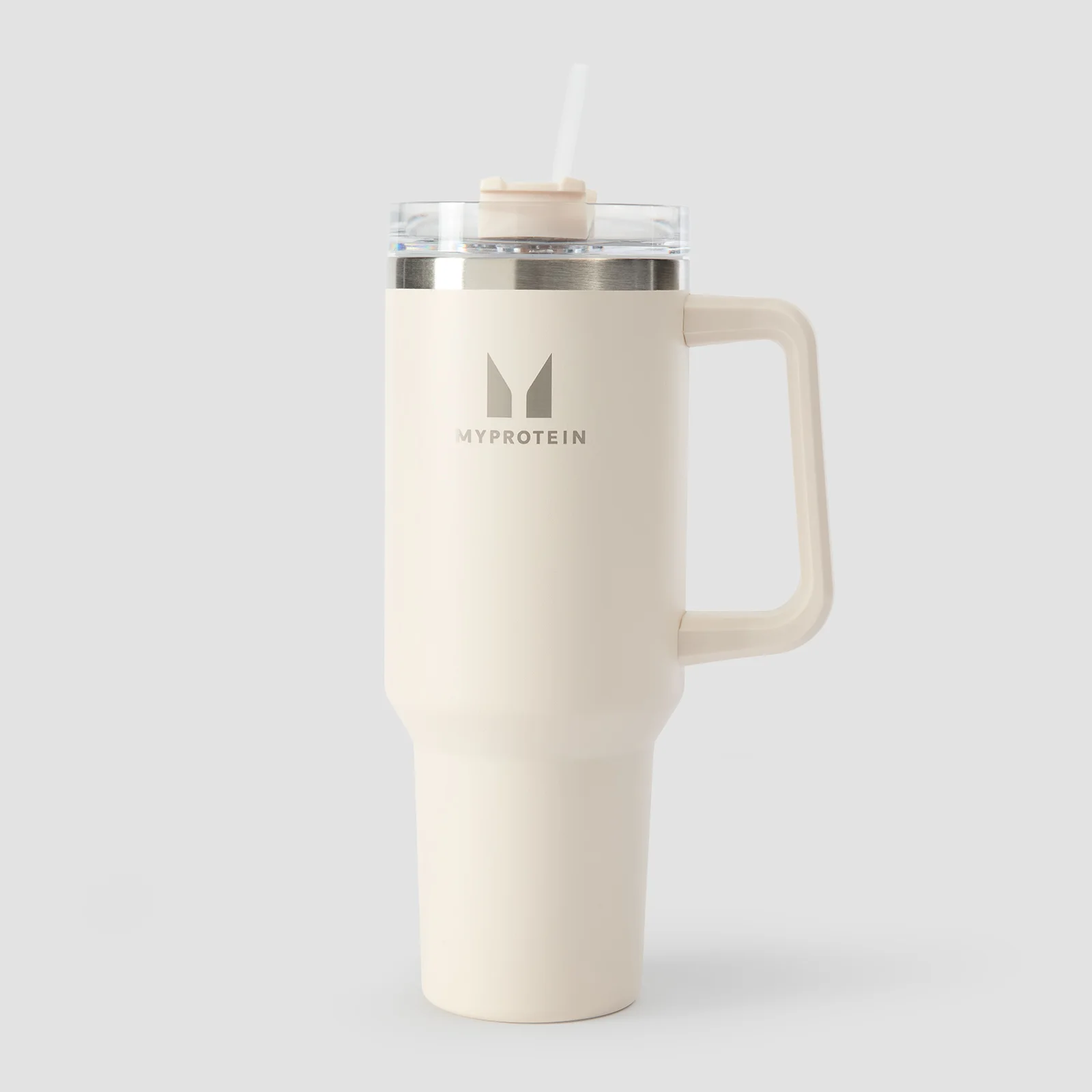 Myprotein Metallflaska med Sidohandtag och Sugrör 1200ml - Natural Cream Bild 1