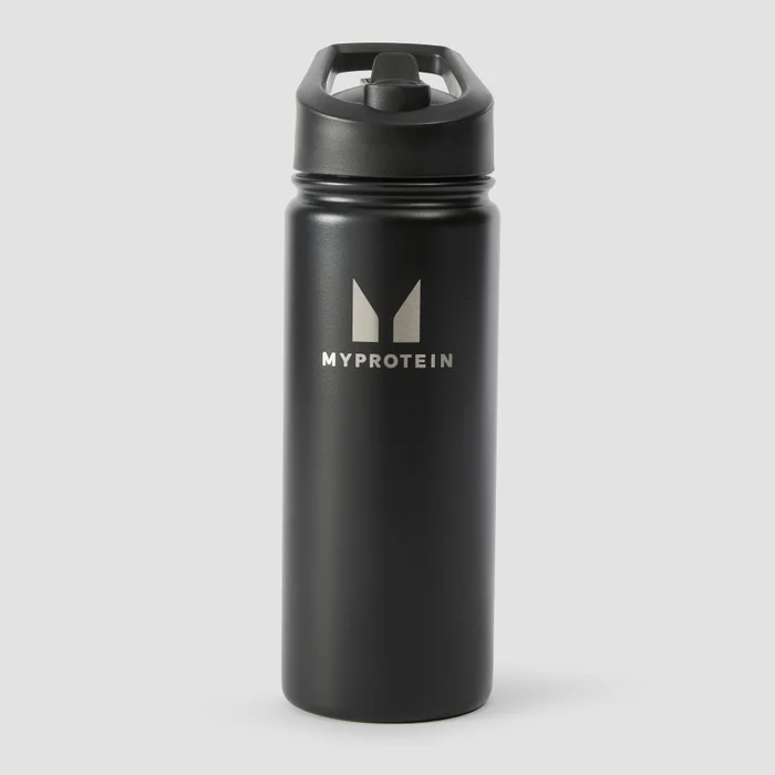 Myprotein Recycled Metal Flip Straw Bottle 500 ml – Svart