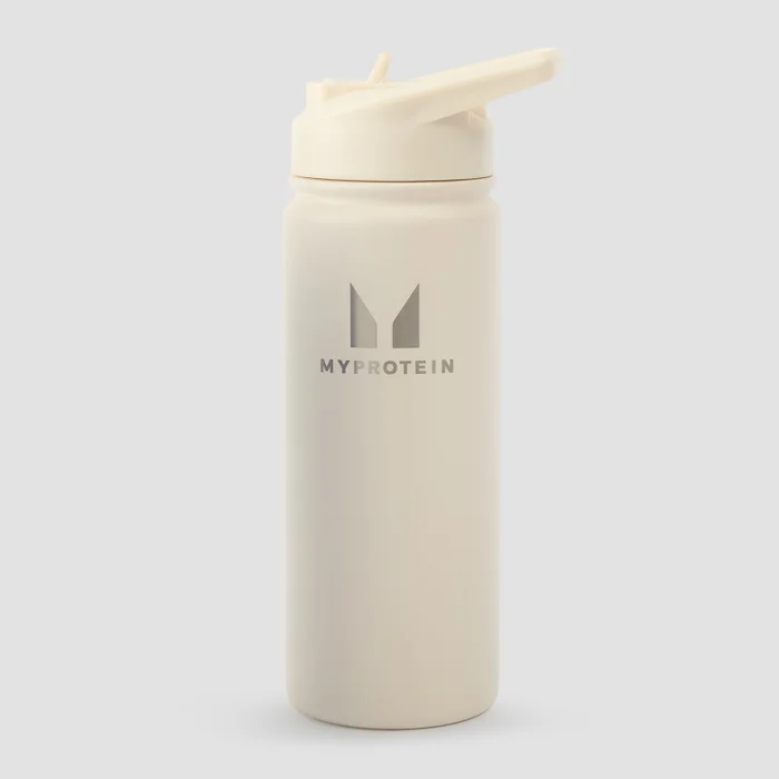 Myprotein Recycled Metal Flip Straw Bottle 500 ml – Natural Cream