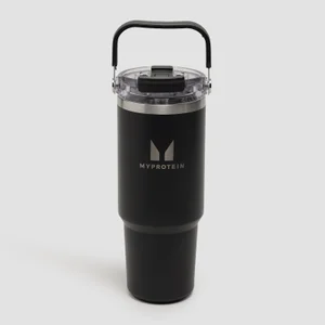 Myprotein Återvunnen Metall Vattenflaska med Handtag och Sugrör 900ml - Svart - Colour Black