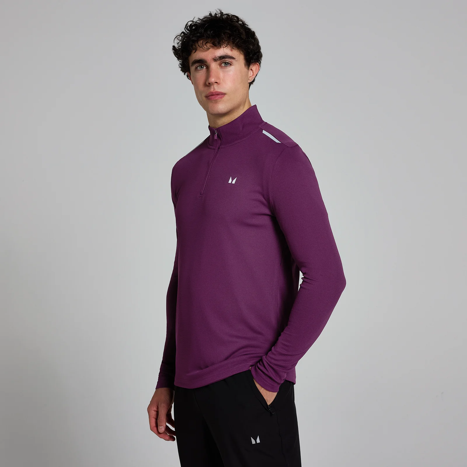 MP Men's Active Gridded 1/4 Zip – Plommon - S Bild 1