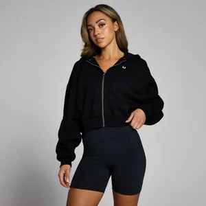 MP Women's Basics Zip Through Cropped Hoodie – Svart - Size S