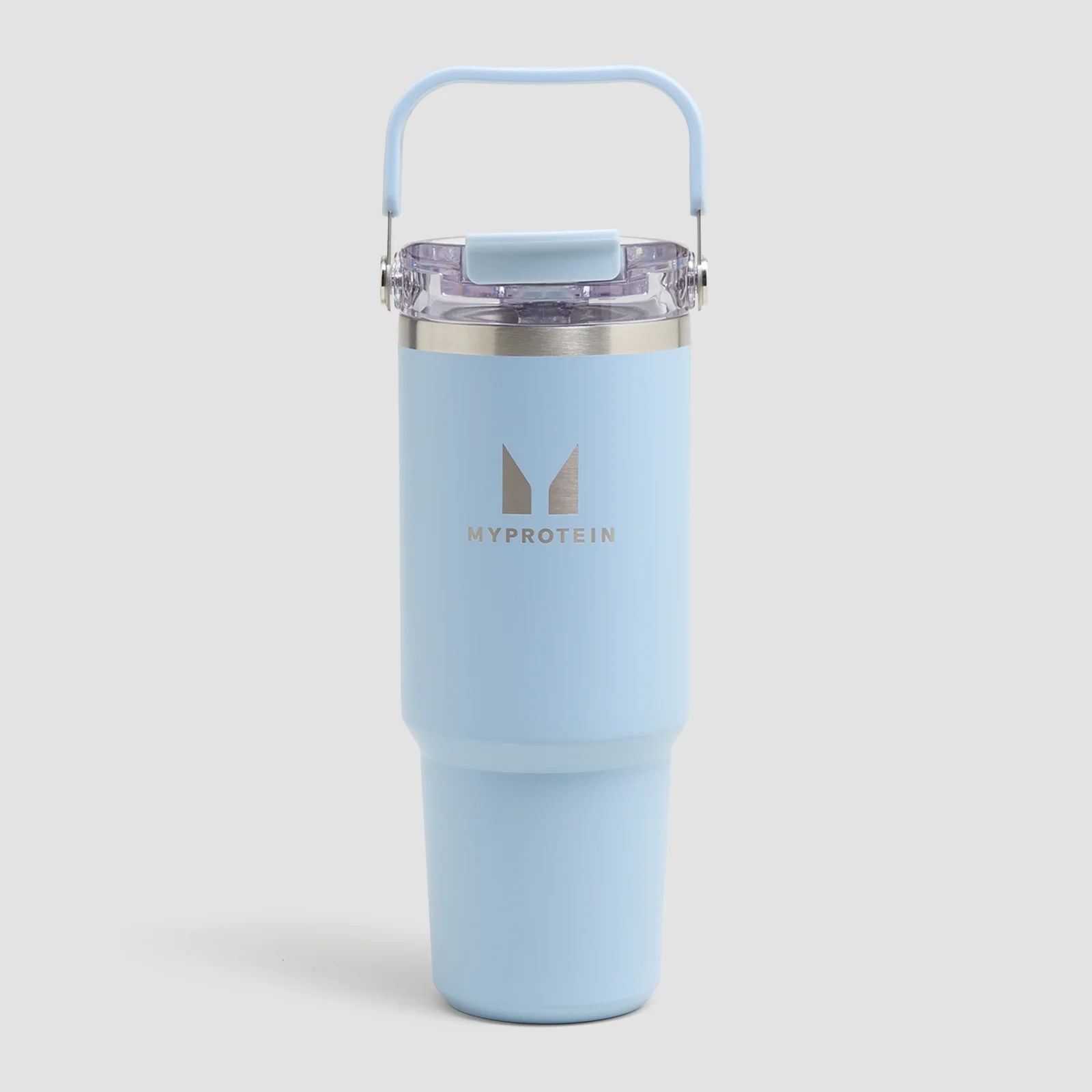 Myprotein Återvunnen Metall Vattenflaska med Handtag och Sugrör 900ml - Babyblå Bild 1