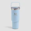Myprotein Återvunnen Metall Vattenflaska med Handtag och Sugrör 900ml - Babyblå