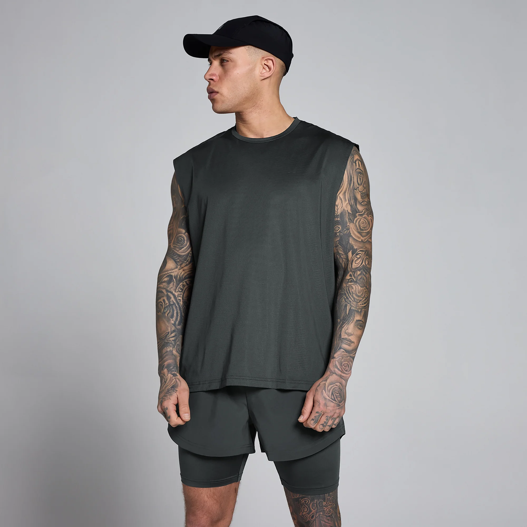 MP Men's Hybrid Oversized Mesh Tank - Washed Black - M Bild 1