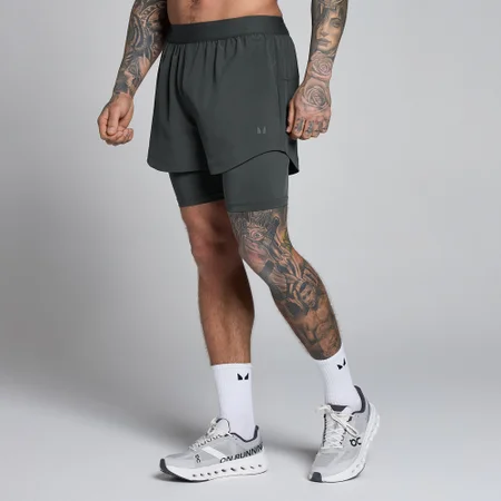 MP Herr Hybrid 5" 2-i-1 Shorts - Tvättad Svart