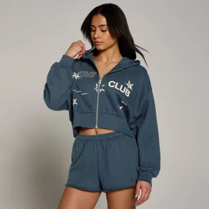 MP Dam Move Club Graphic Lightweight Loopback Zip Through Hoodie - Faded Blue - Size M