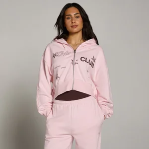 MP Dam Move Club Grafisk Lätt Loopback Zip Through Hoodie - Blush - Size L