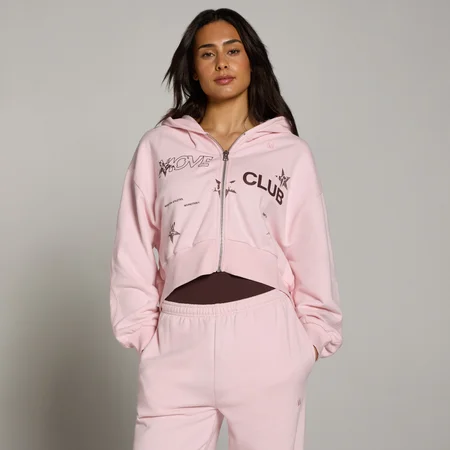 MP Dam Move Club Grafisk Lätt Loopback Zip Through Hoodie - Blush