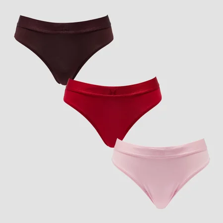 MP Dam Medelhög Bikinitrosa (3-pack) - Blush/Rosröd/Fudge