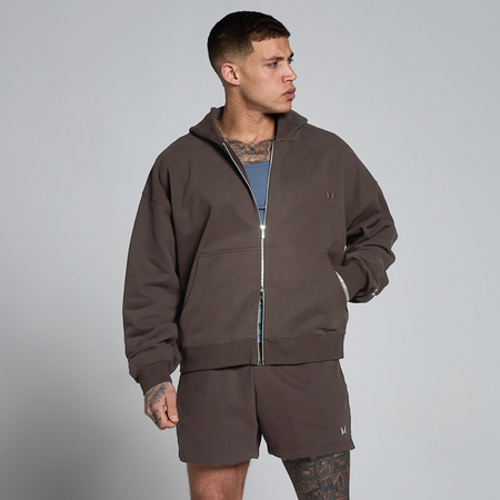 MP Lift Oversized Loopback 2 Way Zip huvtröja för män - Choklad