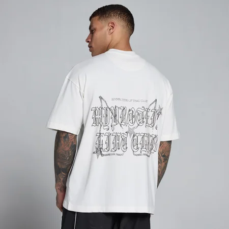 MP Lift Graphic Washed Oversized Cotton T-Shirt för män - Vintagevit