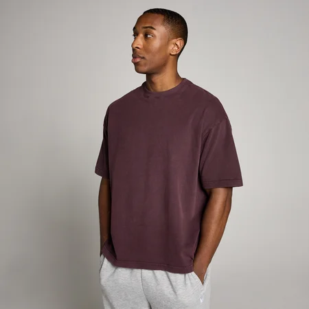 MP Herr Tvättad Oversized Bomulls-T-Shirt - Fudge