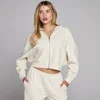 MP Dam Waffle Hoodie med Dragkedja - Ivory