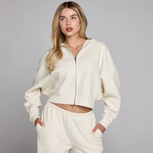 MP Dam Waffle Hoodie med Dragkedja - Ivory - Size XS
