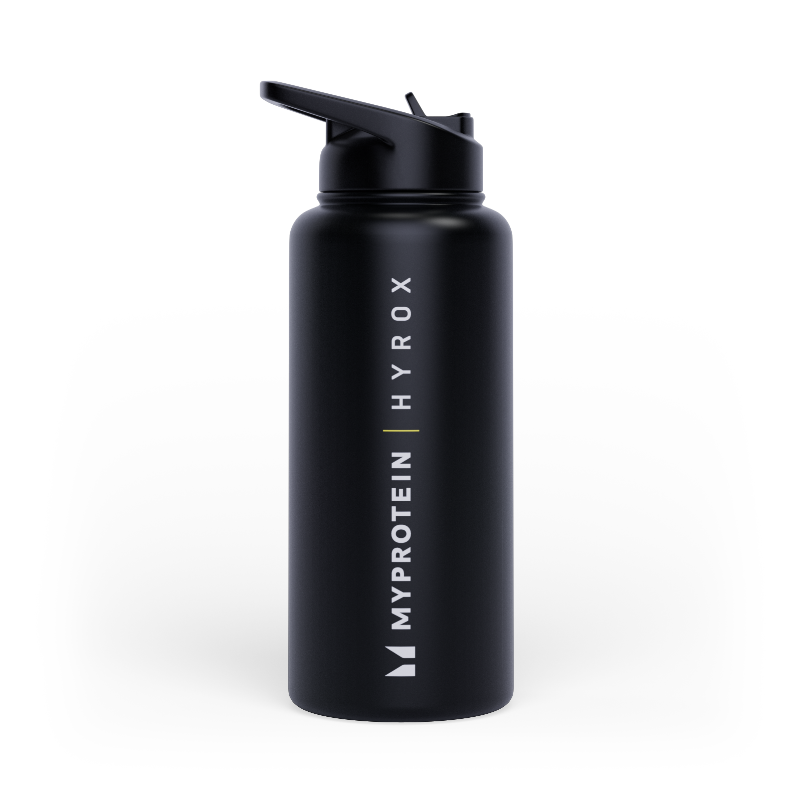 Myprotein Hyrox Återvunnen Metall Vattenflaska med Flip-sugrör 1L - Svart Bild 1