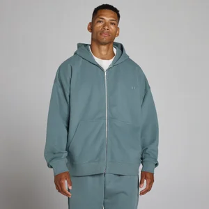 Oversized huvtröja med dubbelriktat blixtlås - Future Blue - Size L