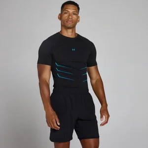 Lift Muscle Fit Sömlös T-shirt - Tvättad svart/Power Blue - Size M