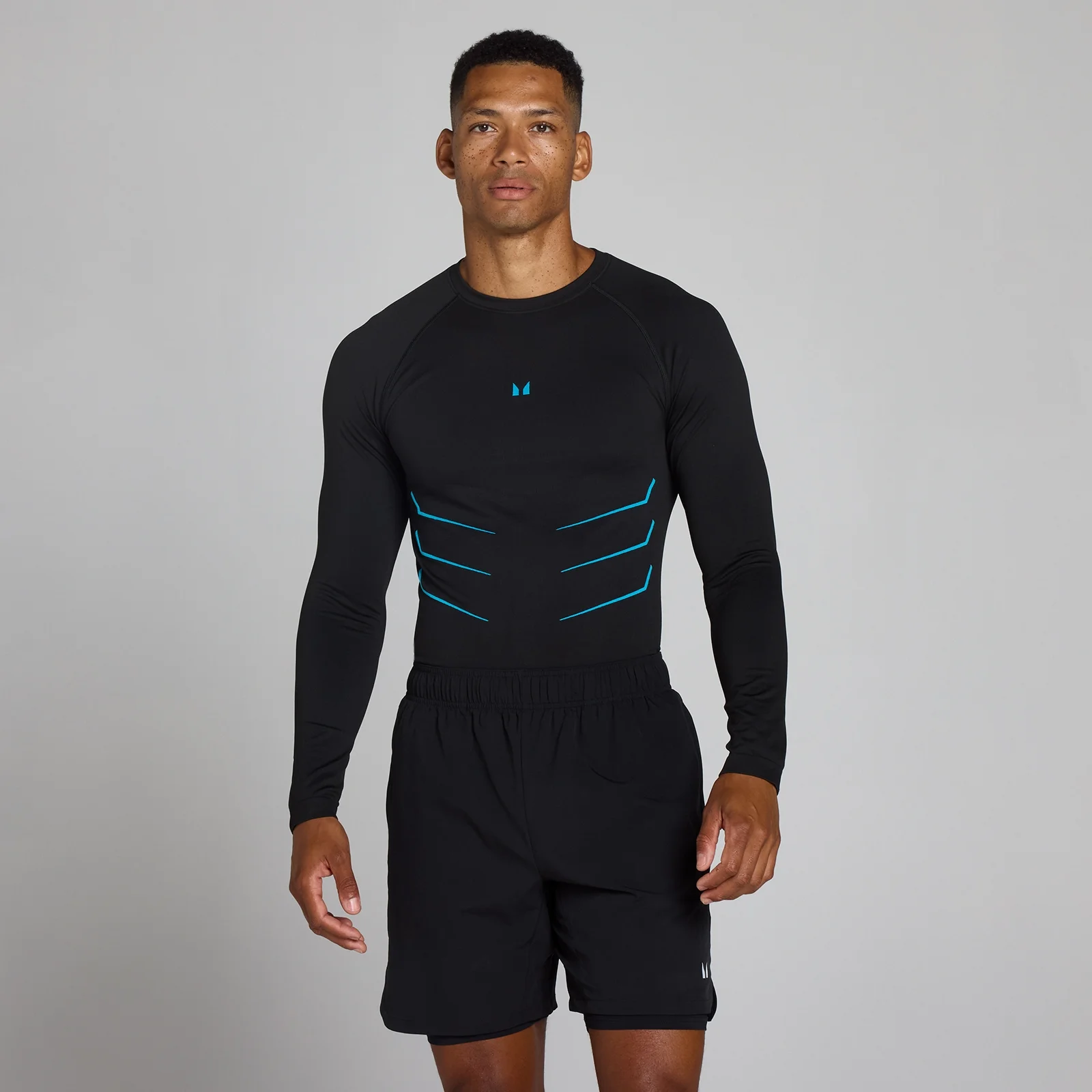 Lift Muscle Fit sömlös tröja med långa ärmar - Washed Black/Power Blue - M Bild 1