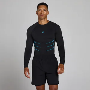 Lift Muscle Fit sömlös tröja med långa ärmar - Washed Black/Power Blue - Size M
