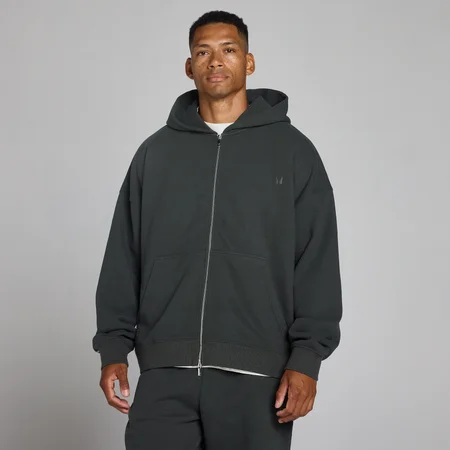 MP Oversized loopback huvtröja med tvåvägs dragkedja för män - Washed Black