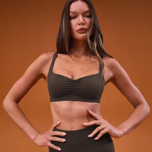 MP Women's Tempo Scrunch Minimal Sports Bra - Kakao - Size XS