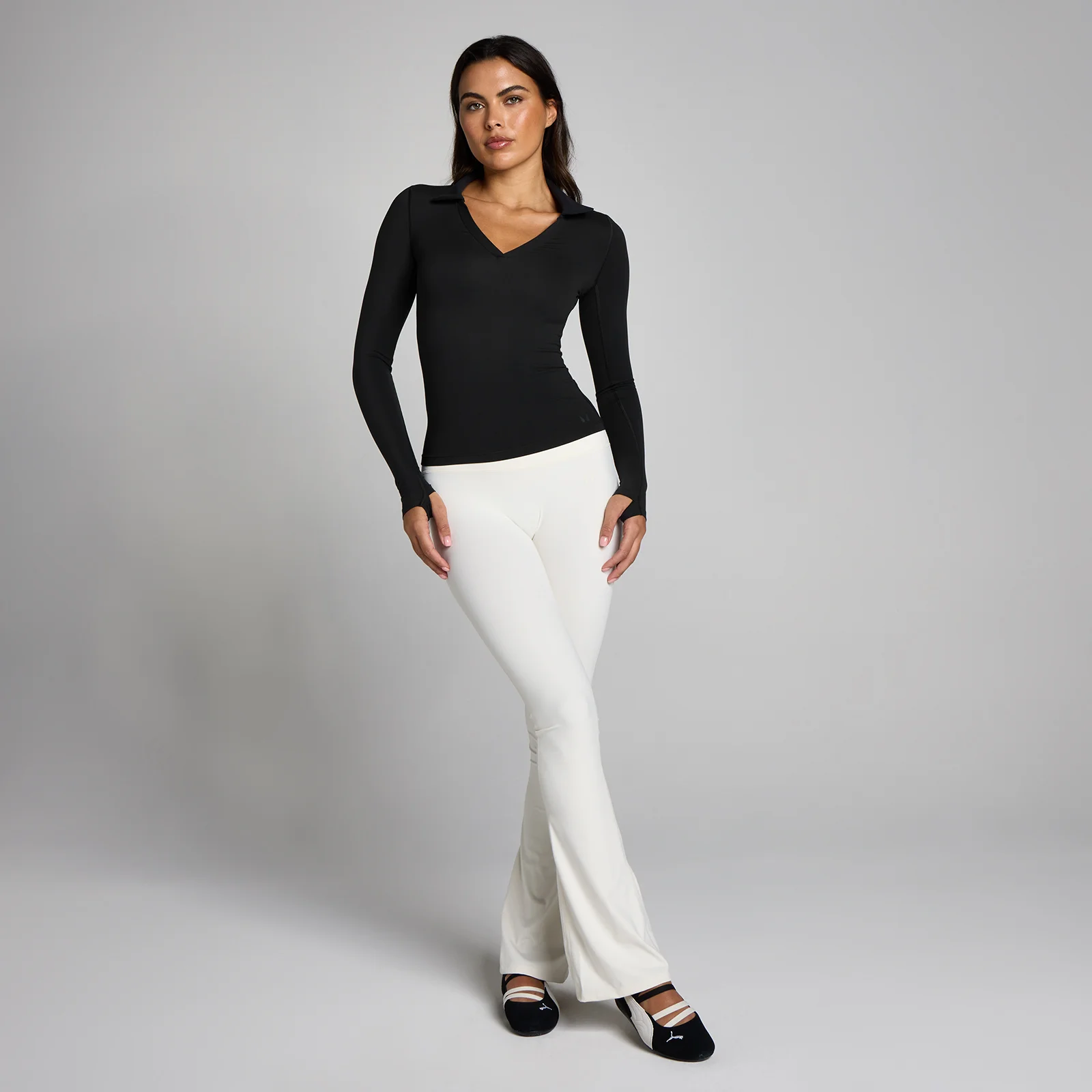 MP Dam Tempo Long Sleeve Collared Top - Svart - M Bild 3