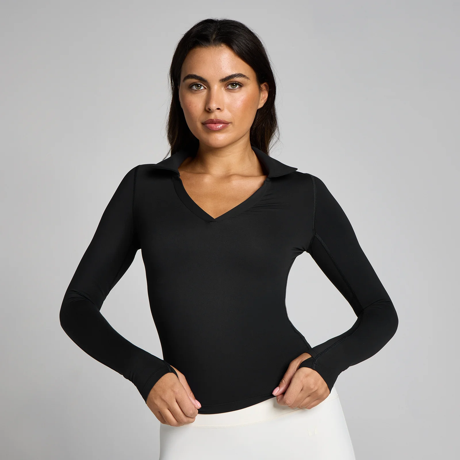 MP Dam Tempo Long Sleeve Collared Top - Svart - M Bild 1