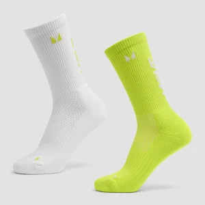 MP Move Club löparstrumpor (2-pack) - Grön glöd/Vit - Size UK 6-8