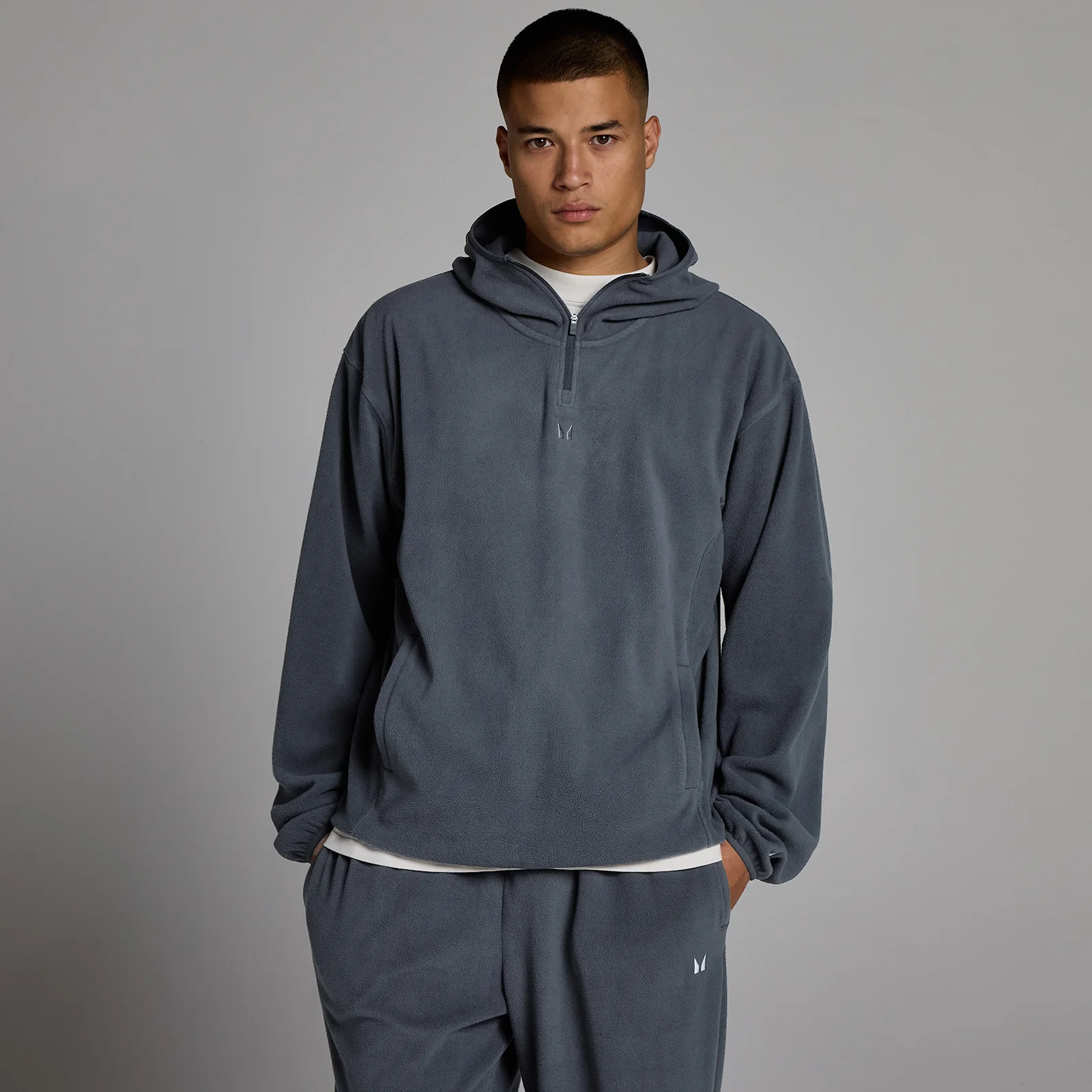 MP Fleece-huvtröja med 1/4 blixtlås för män - Granite - M Bild 1