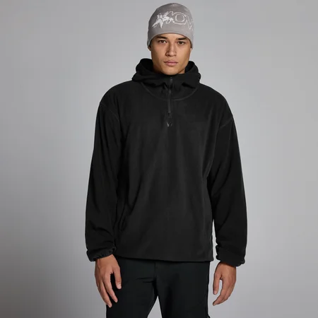 MP Fleece-huvtröja med 1/4 blixtlås för män - Svart
