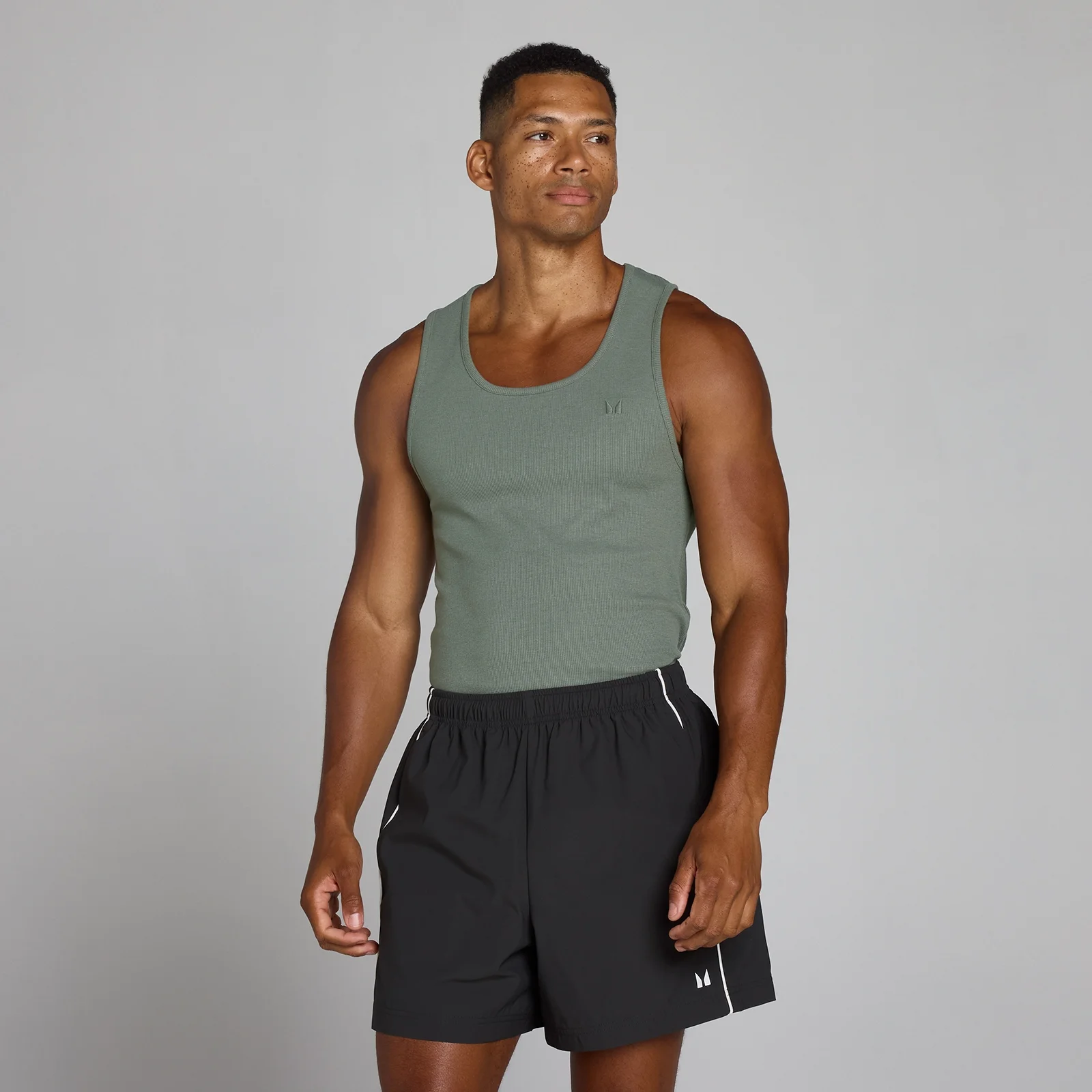 MP Lift Ribbat Muscle Fit Linne för män - Gunmetal - L Bild 1
