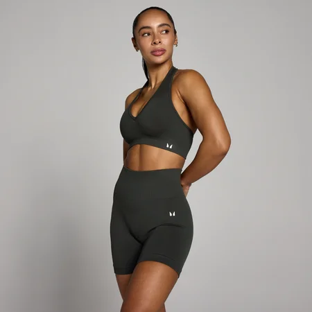 MP Women's Tempo Seamless Halter Neck Bra – Night Grey